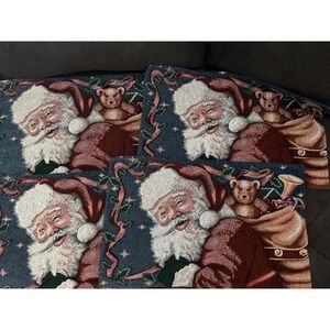 Set of 4 Vintage Santa placemats Tapestry Christmas Holiday Decor